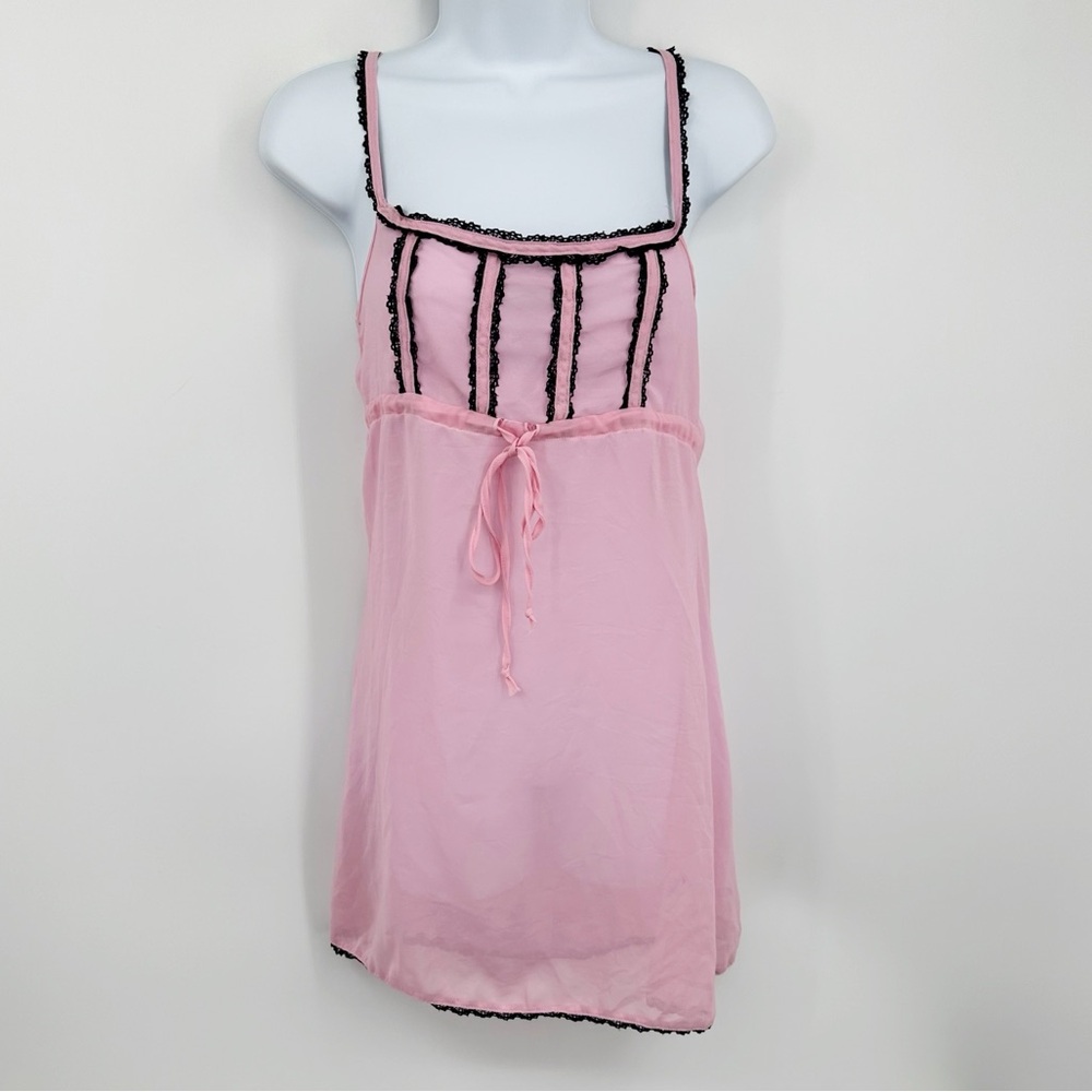 Vintage Y2K Pink Baby Doll Slip Gown Size Small Early 2000s